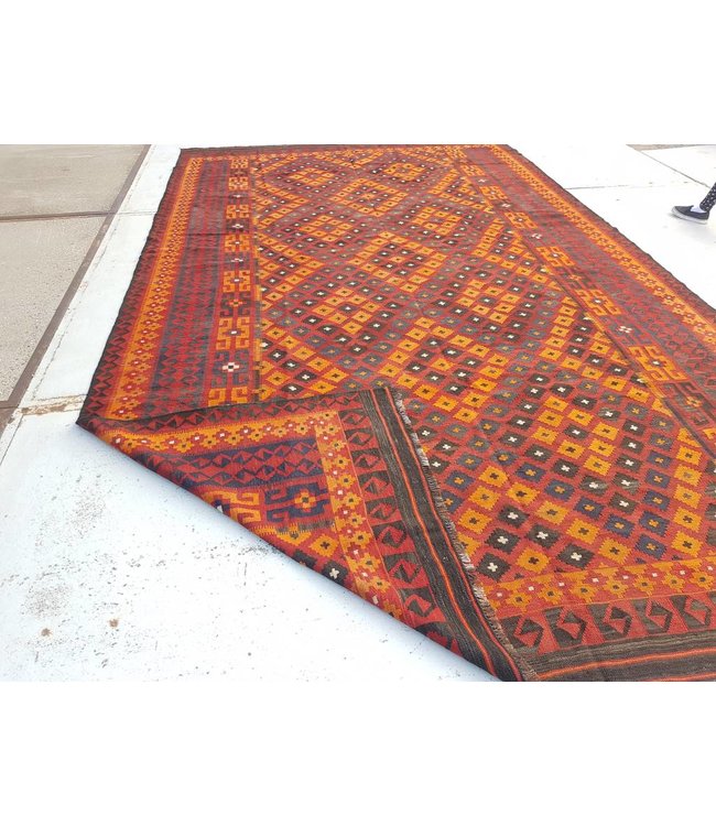 Handgemaakt Oosters Kelim Wol Vloerkleed 472x270 cm