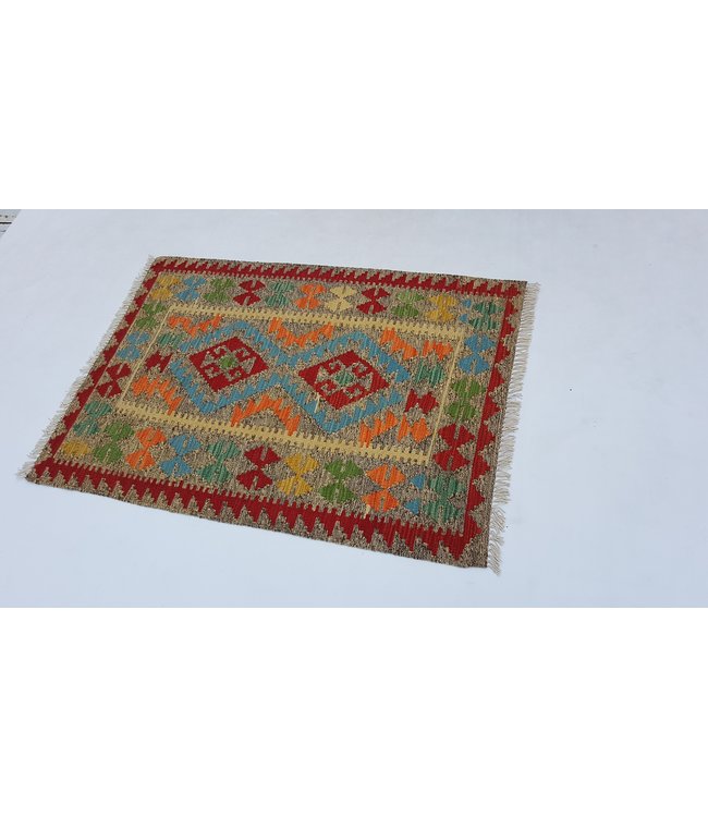 Handgewebte Orientalisch Wolle Kelim Teppich 123 x 87 cm