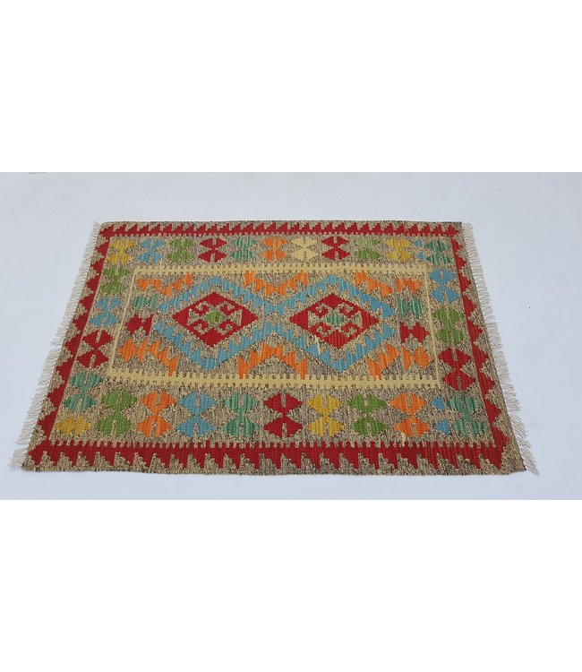 Handgewebte Orientalisch Wolle Kelim Teppich 123 x 87 cm