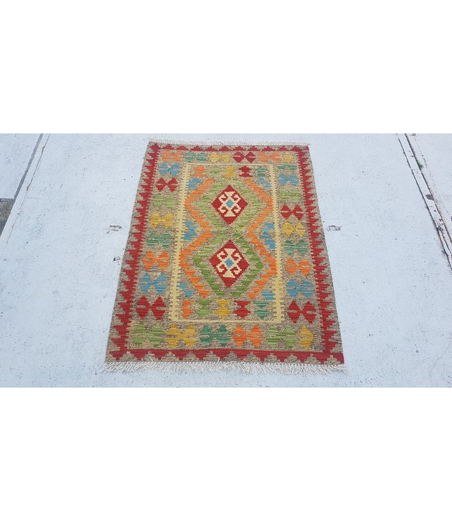 Hand Woven Afghan Wool Kilim Area Rug 116 x 87 cm