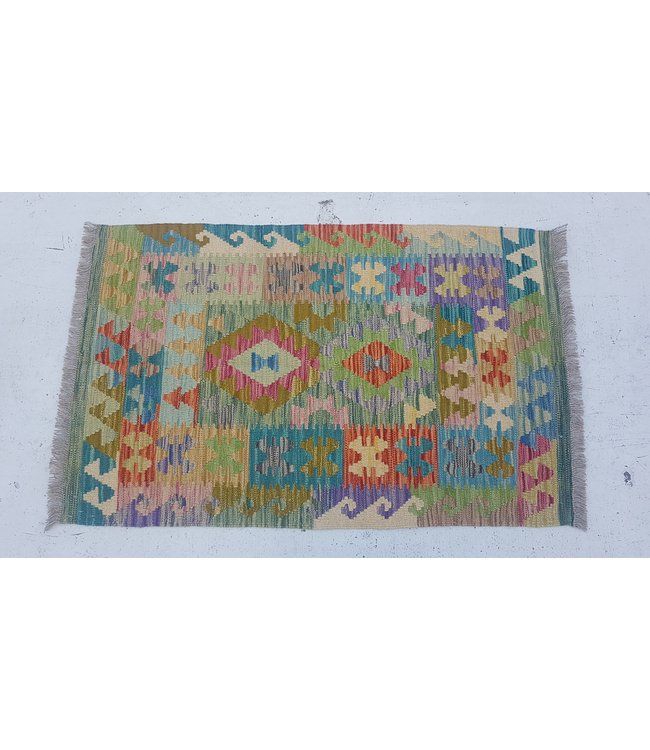 Hand Woven Afghan Wool Kilim Area Rug 126 x 80 cm