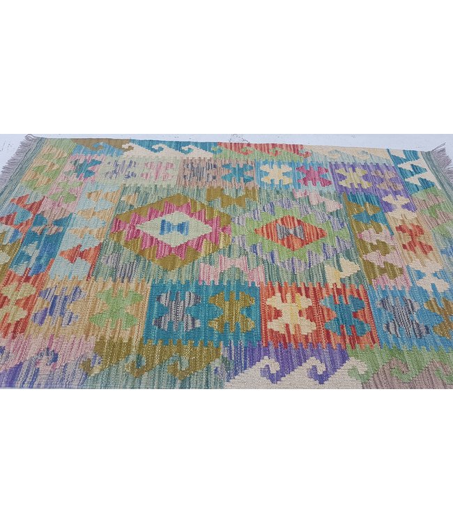 Hand Woven Afghan Wool Kilim Area Rug 126 x 80 cm