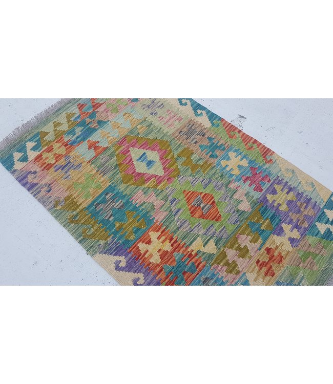 Hand Woven Afghan Wool Kilim Area Rug 126 x 80 cm