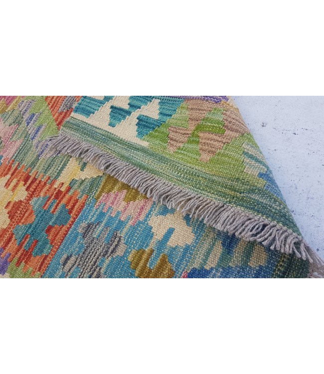 Hand Woven Afghan Wool Kilim Area Rug 126 x 80 cm