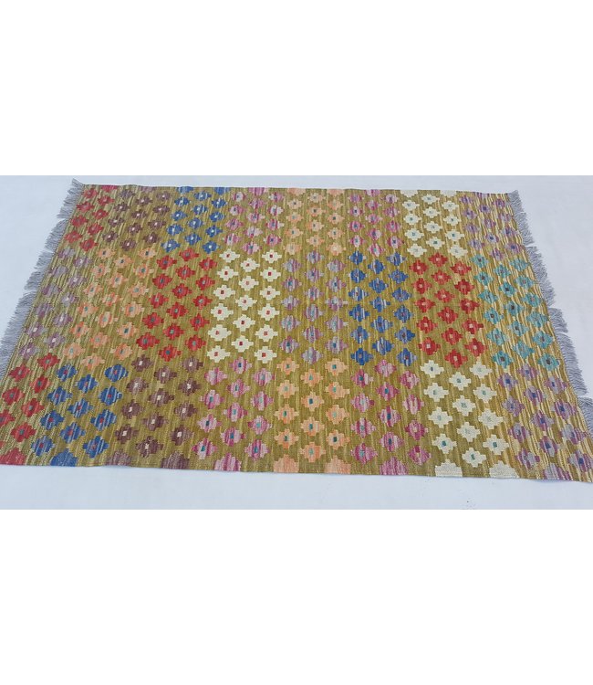 Handgemaakt Oosters Kelim Wol Vloerkleed 155 x 103 cm