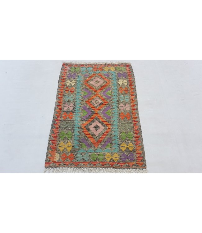 Hand Woven Afghan Wool Kilim Area Rug 116 x80 cm