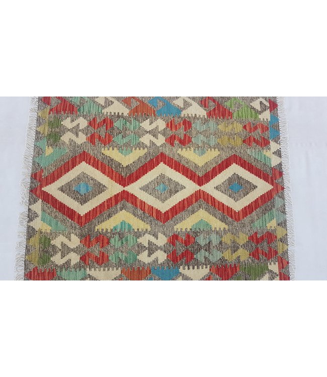 Hand Woven Afghan Wool Kilim Area Rug 110 x 87 cm