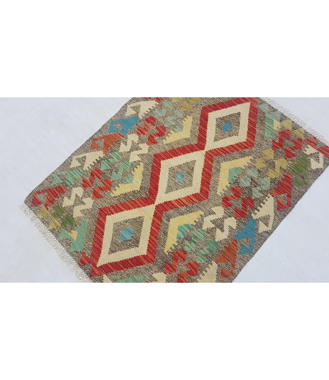 Hand Woven Afghan Wool Kilim Area Rug 110 x 87 cm