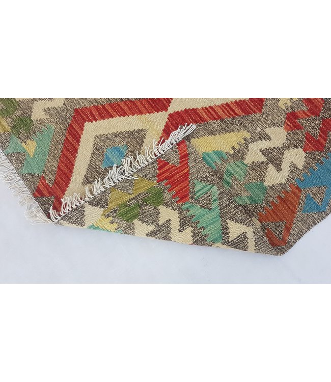 Hand Woven Afghan Wool Kilim Area Rug 110 x 87 cm