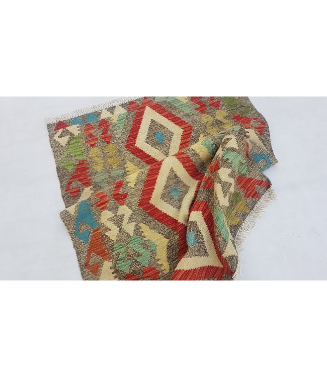 Hand Woven Afghan Wool Kilim Area Rug 110 x 87 cm