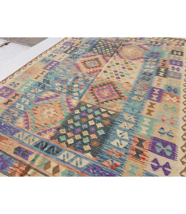 Handgewebte Orientalisch Wolle Kelim Teppich 295x195 cm