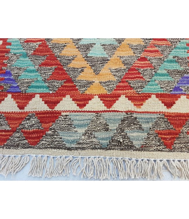 Hand Woven Afghan Wool Kilim Area Rug 291x88cm