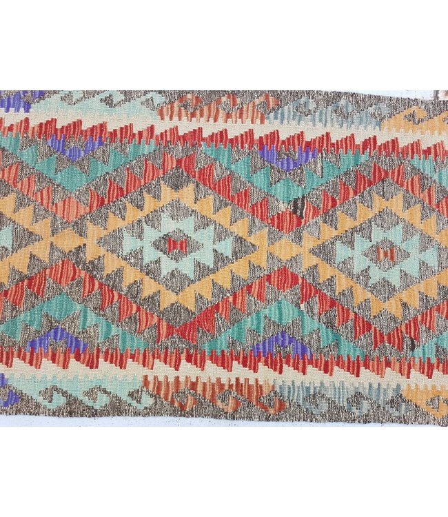 Hand Woven Afghan Wool Kilim Area Rug 291x88cm