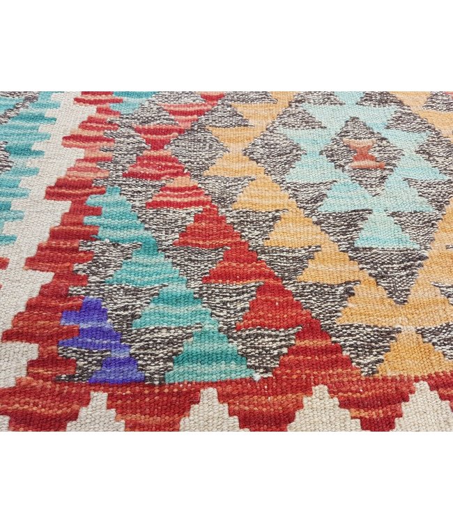 Hand Woven Afghan Wool Kilim Area Rug 291x88cm