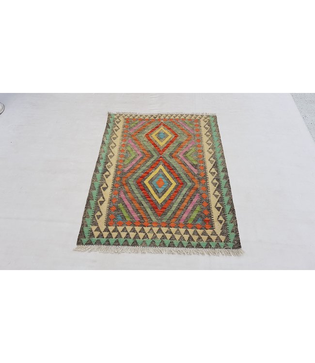 Hand Woven Afghan Wool Kilim Area Rug 122x93 cm