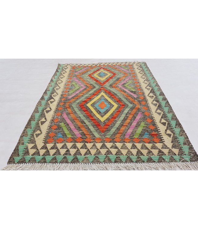 Hand Woven Afghan Wool Kilim Area Rug 122x93 cm