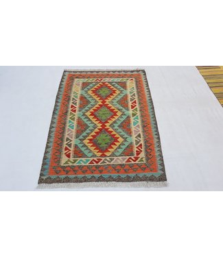 Hand Woven Afghan Wool Kilim Area Rug 122x89 cm