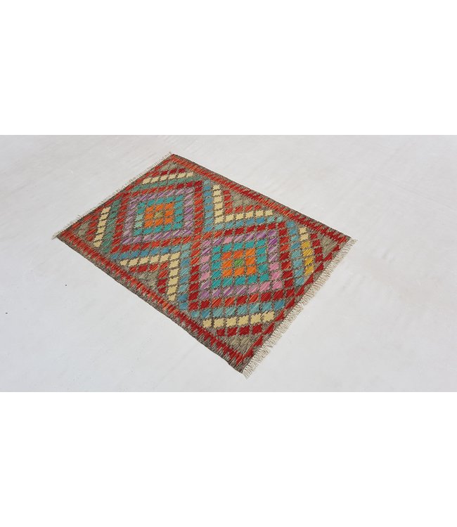 Hand Woven Afghan Wool Kilim Area Rug 118 x 83 cm