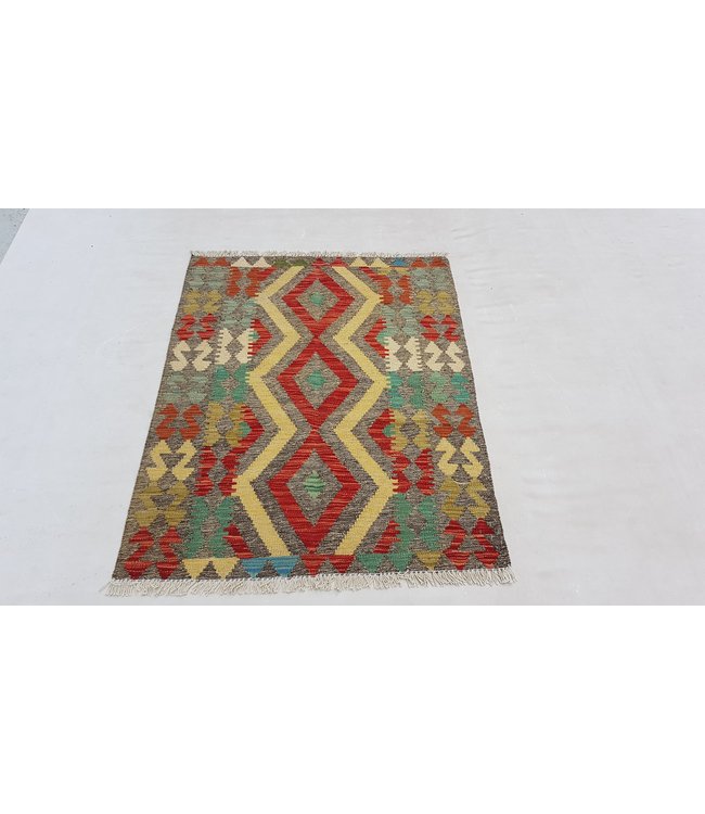 Hand Woven Afghan Wool Kilim Area Rug 114 x 89 cm