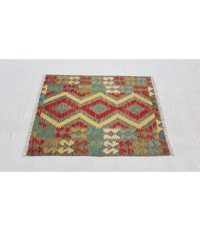 Hand Woven Afghan Wool Kilim Area Rug 114 x 89 cm