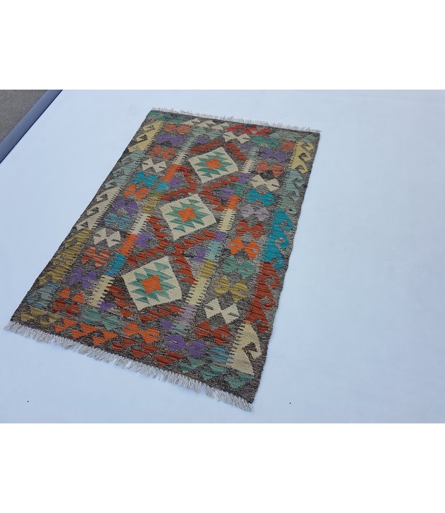 Hand Woven Afghan Wool Kilim Area Rug 128x 90 cm