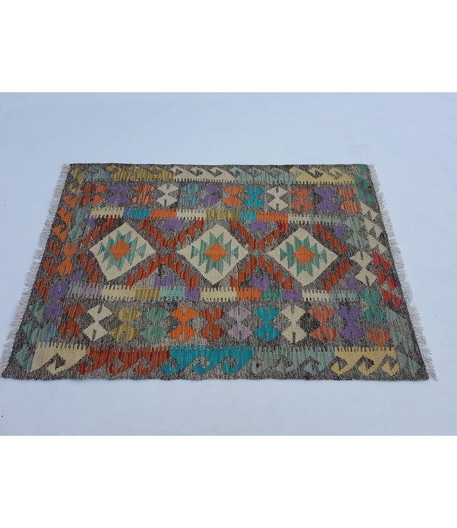 Handgemaakt Oosters Kelim Wol Vloerkleed 128x 90 cm