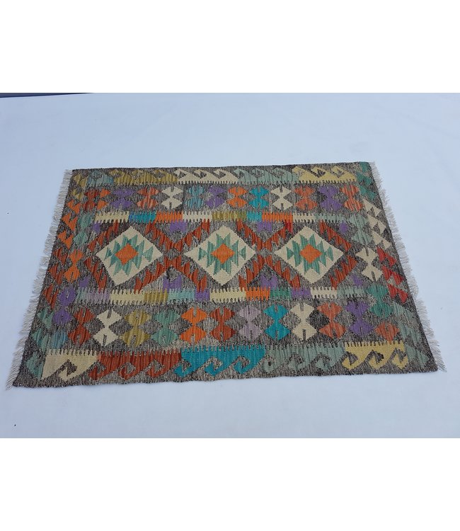 Handgewebte Orientalisch Wolle Kelim Teppich 128x 90 cm