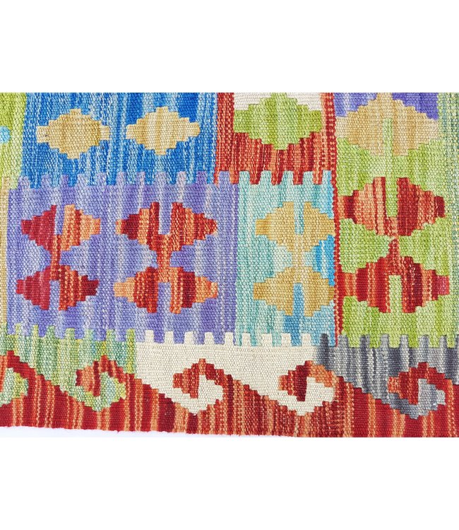 Handgemaakt Oosters Kelim Wol Vloerkleed 303x200 cm