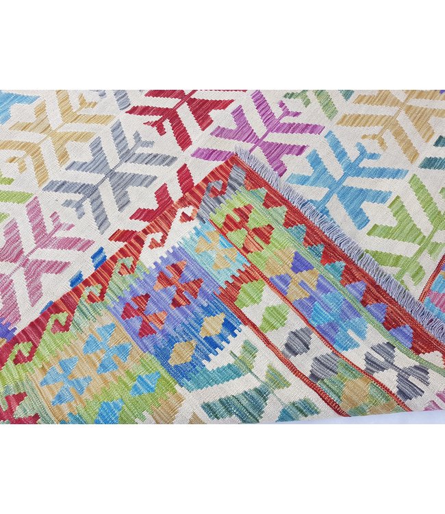 Hand Woven Afghan Wool Kilim Area Rug 303x200 cm