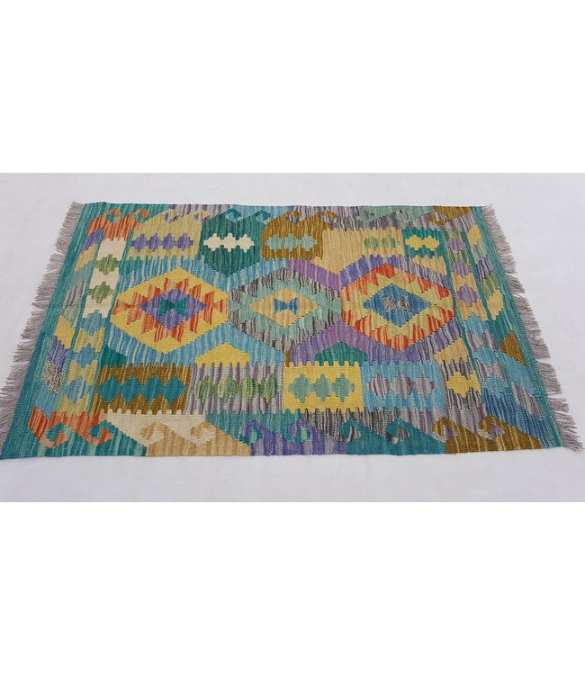 Handgemaakt Oosters Kelim Wol Vloerkleed 125 x 81 cm