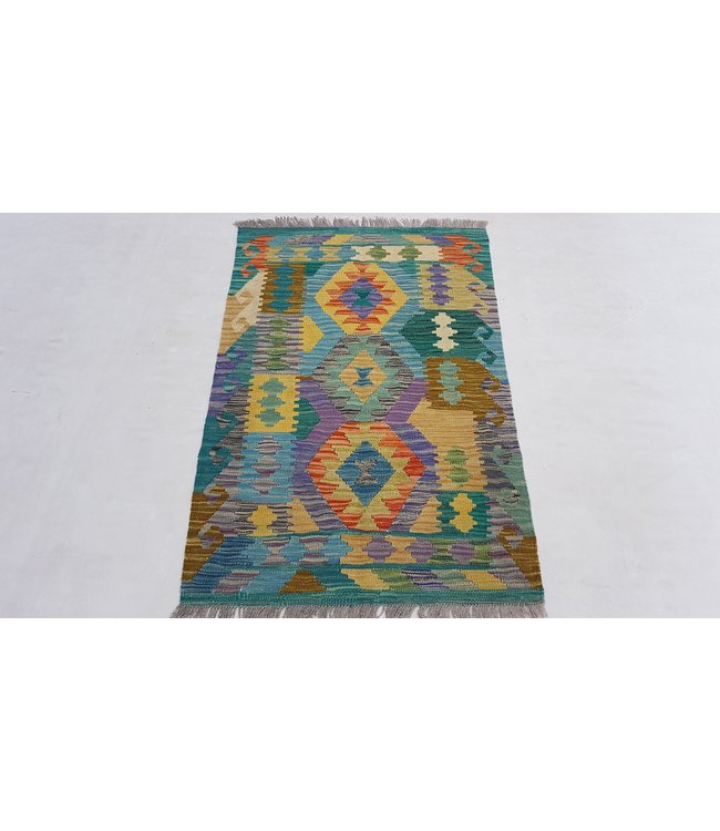 Handgemaakt Oosters Kelim Wol Vloerkleed 125 x 81 cm