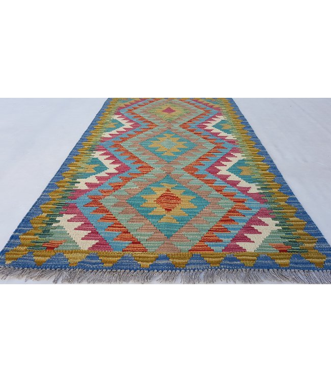 Handgemaakt Oosters Kelim Wol Vloerkleed 130 x 77 cm