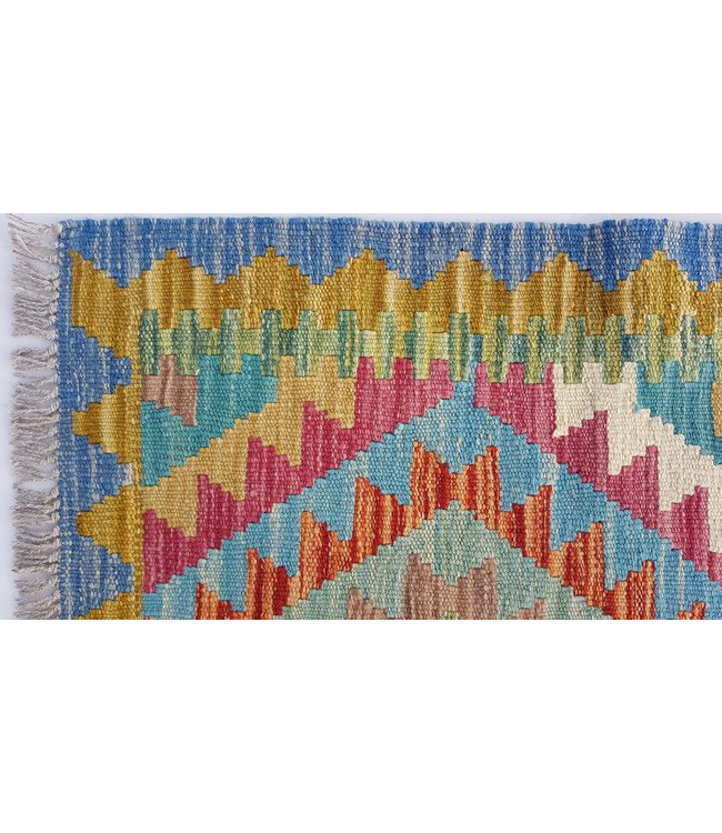 Handgemaakt Oosters Kelim Wol Vloerkleed 130 x 77 cm