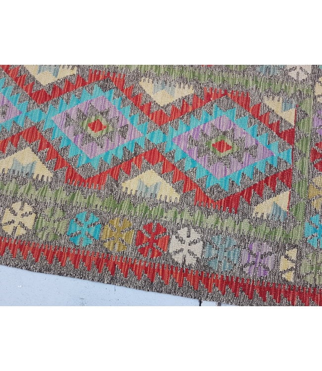 Hand Woven Afghan Wool Kilim Area Rug 295x81cm