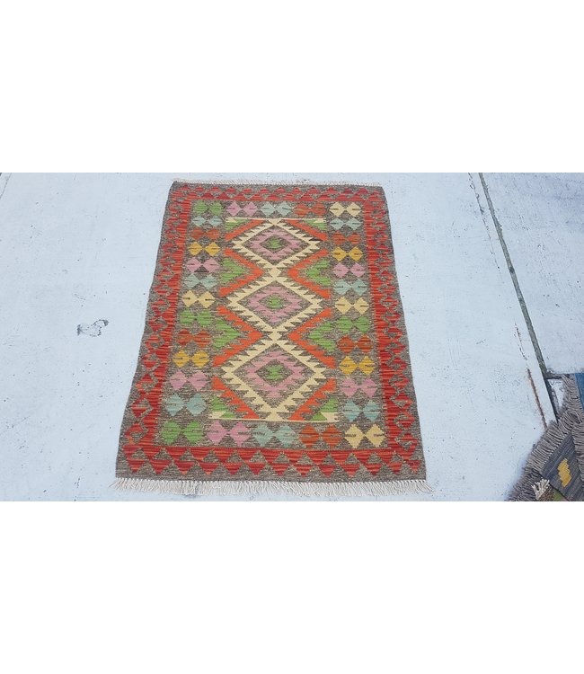 Hand Woven Afghan Wool Kilim Area Rug 120x87 cm