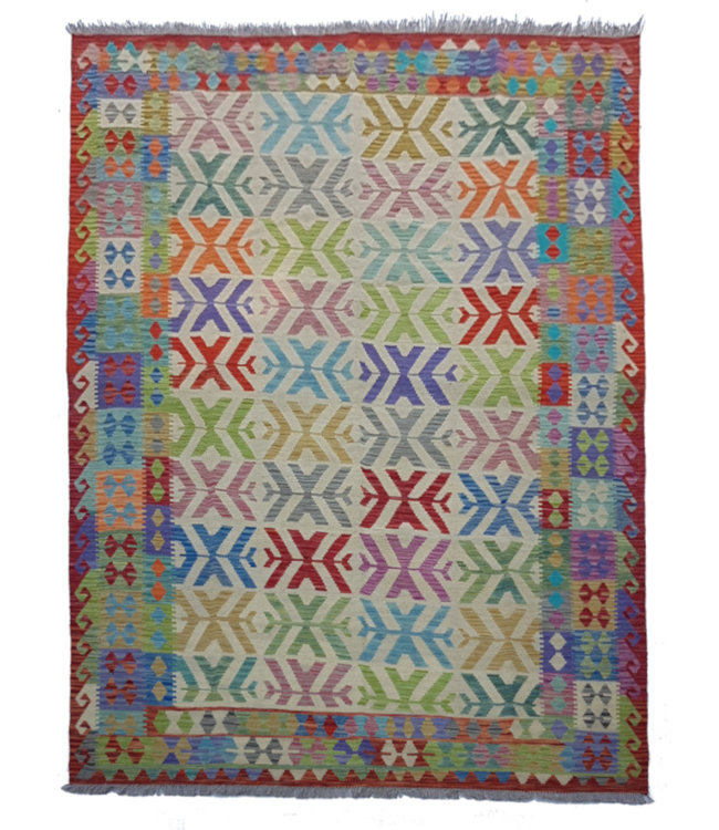 Hand Woven Afghan Wool Kilim Area Rug 303x200 cm