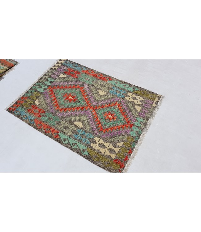 Handgemaakt Oosters Kelim Wol Vloerkleed 125x 90 cm