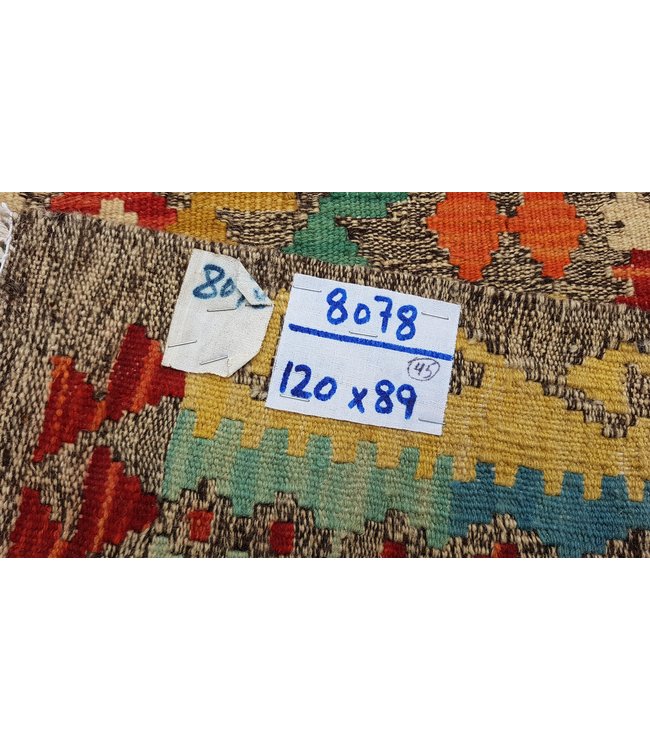 Hand Woven Afghan Wool Kilim Area Rug 120x89cm