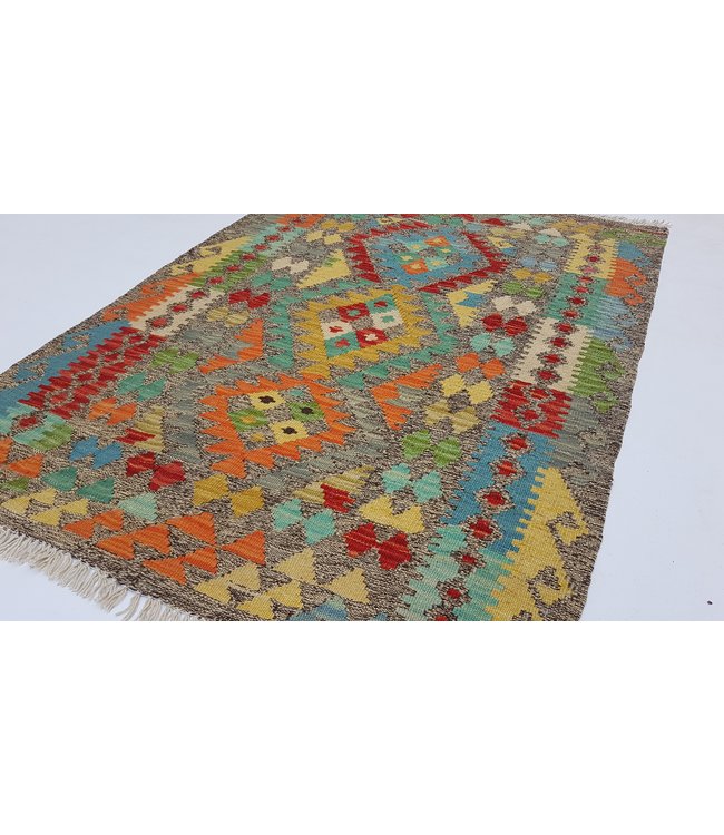 Hand Woven Afghan Wool Kilim Area Rug 120x89cm