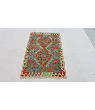 Hand Woven Afghan Wool Kilim Area Rug 134x85cm