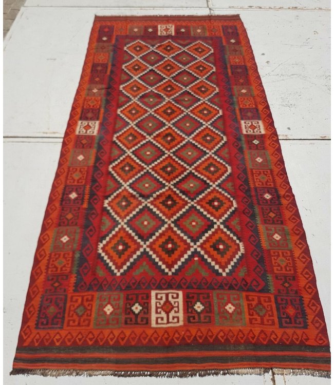 Hand Woven Afghan Wool Kilim Area Rug 356 x 153 cm
