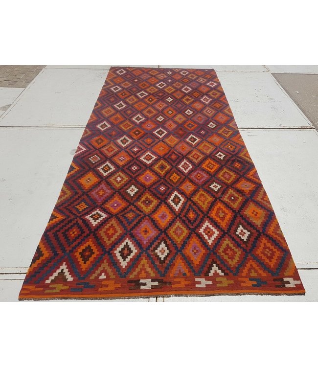 Hand Woven Afghan Wool Kilim Area Rug 426x188 cm