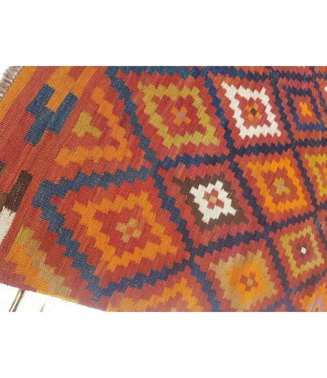 Handgemaakt Oosters Kelim Wol Vloerkleed 426x188 cm