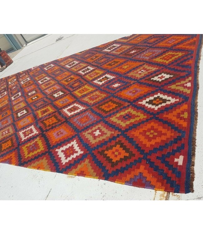 Hand Woven Afghan Wool Kilim Area Rug 426x188 cm