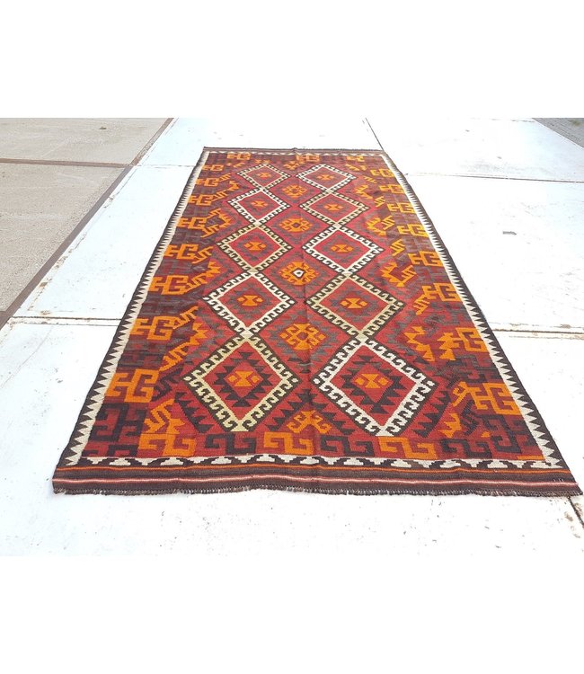 Hand Woven Afghan Wool Kilim Area Rug 336 x 159 cm