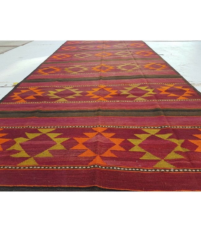 Hand Woven Afghan Wool Kilim Area Rug 360 x 155 cm