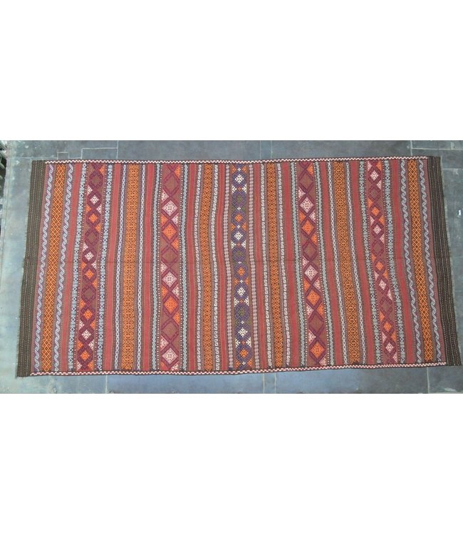 Hand Woven Afghan Wool Kilim Area Rug 442 x 222 cm