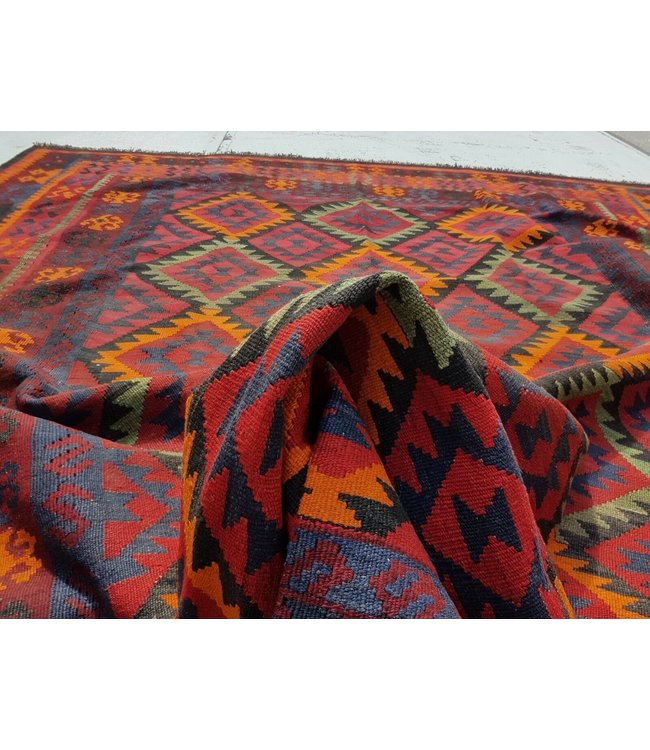 Hand Woven Afghan Wool Kilim Area Rug 303 x 249 cm