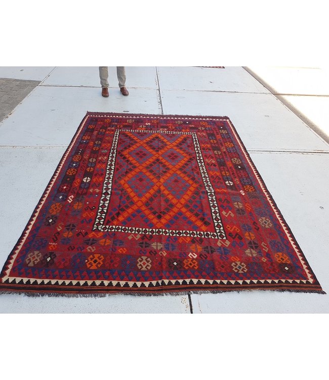 Handgewebte Orientalisch Wolle Kelim Teppich 261 x 197 cm