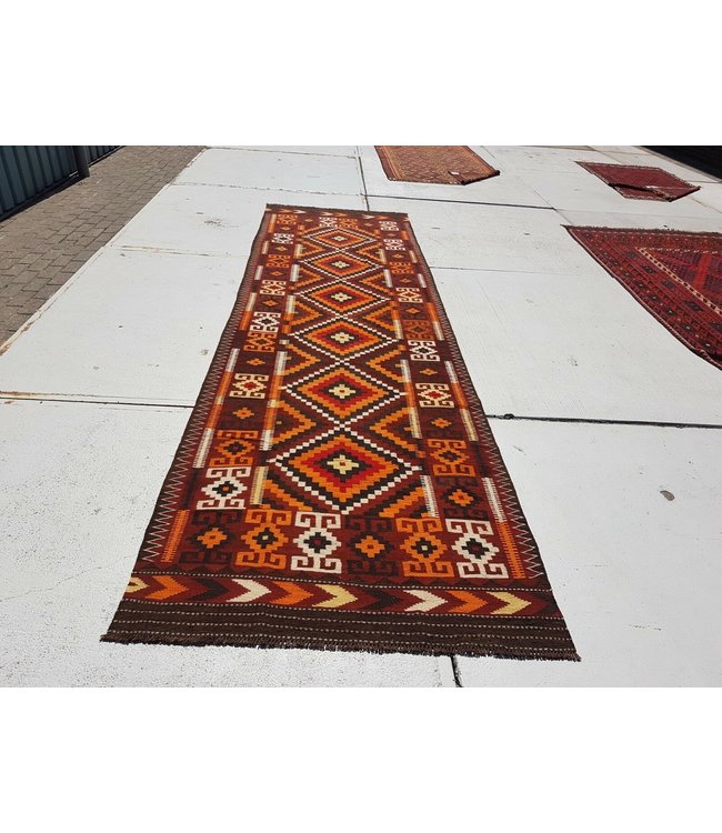 Handgewebte Orientalisch Wolle Kelim Teppich 458 x 133 cm
